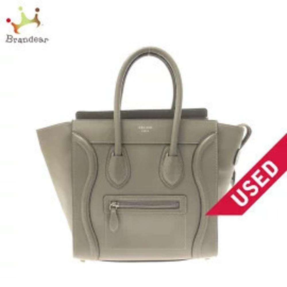 Celine Luggage Tote Shopper Handbag Gray Beige Cream Drummed Calfskin